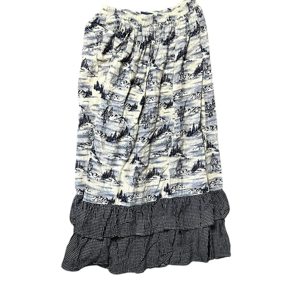 Vintage 90’s Women’s M Ruffled Tiered Rough Rider Cotton Skirt - Picture 2 of 4